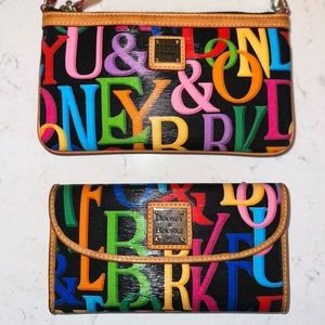 Dooney & Bourke Black Grafica Rainbow Retro Wallet Set